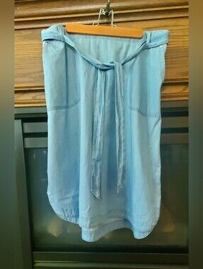 Women's Light Blue High-Low Tie-Waist Skirt